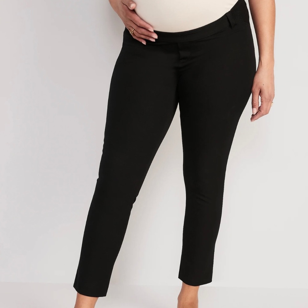 old navy black maternity dress pants- pixie side panel- size 12